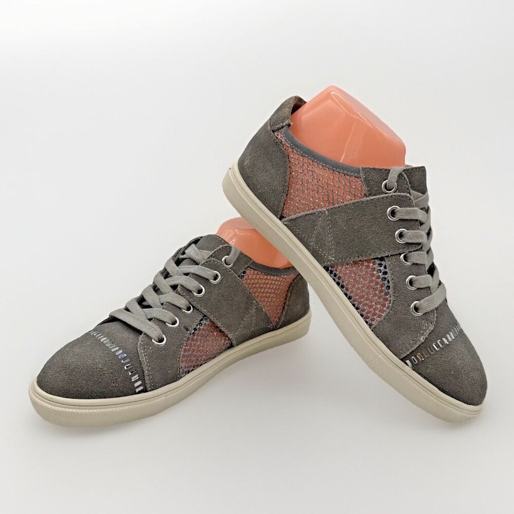 Yellow Box Barkley Womens 6.5M Grey Suede Mesh Lace Up Sneakers Low Top Shoes